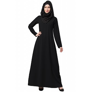 A-line inner abaya with a complementary Hijab- Black