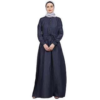Fashionable Zipper Denim abaya