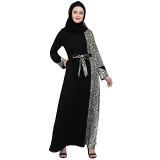 Animal printed dual colored casual abaya