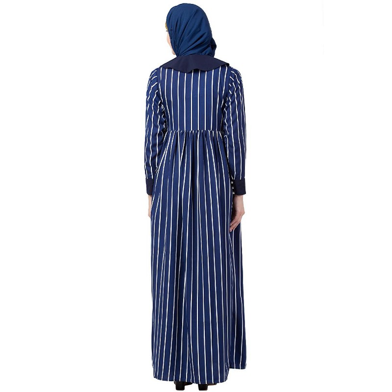Abaya online- Striped abaya with baby collar at www.beingtraditional.com