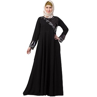Premium Umbrella abaya with sequins work- Black