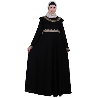 Designer Black umbrella abaya with Lace