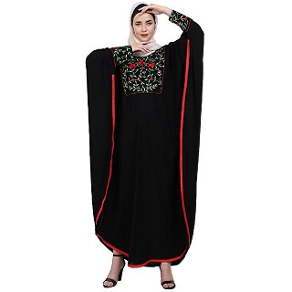 Indo classic Kaftan with embroidery work- Black