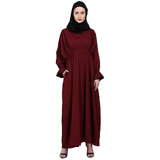 Loose fit Crinkle abaya- Maroon