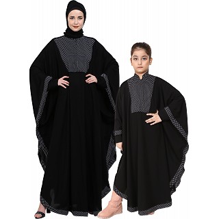 Indo Classic Mother and Daughter matching combo Kaftan-Black