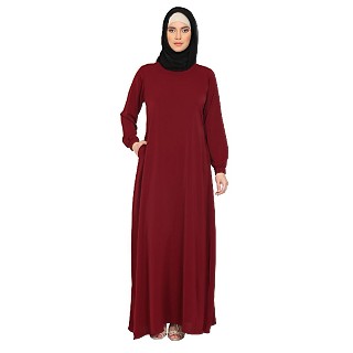Premium inner abaya with elastic sleeves - Maroon