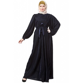 Designer velvet Bridal abaya- Blue