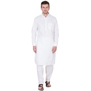 White Pathani Suit-Pure Cotton
